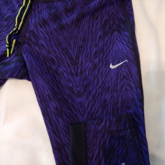 Womens Medium Nike leggins draw string purple blac - Picture 3 of 7